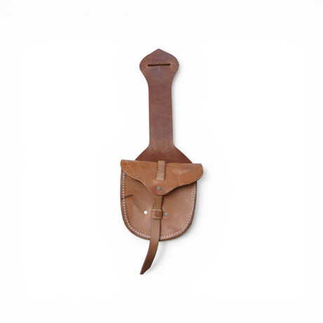 Berlin Custom Leather fence plier holder in brown leather with flap closure and belt loop for ranch tool carry