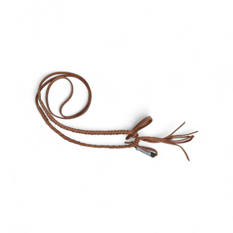 Berlin Leather Hermann Oak harness leather braided 5/8 inch x 8 foot roper reins with rattlesnake knot Western horse tack