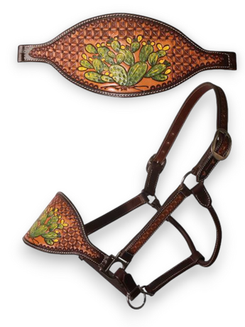Professionals Choice Tooled Bronc Noseband Leather Halter