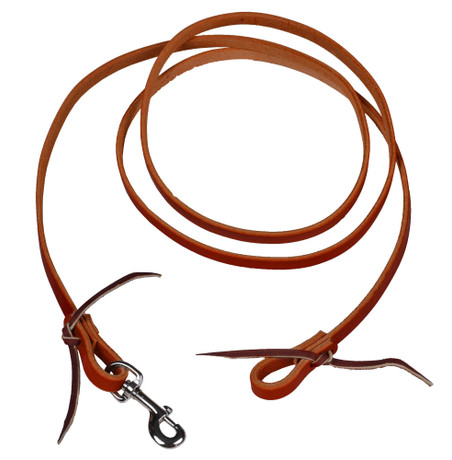 Berlin Leather Wickett-Craig harness leather roper rein 1/2 inch by 8 foot with nickel plated 225 snap western riding reins