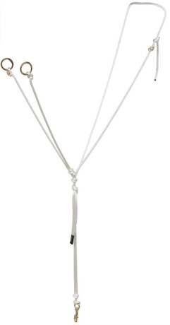 Berlin Leather string martingale made from 1/4 inch white nylon rope with solid brass hardware for western horse tack