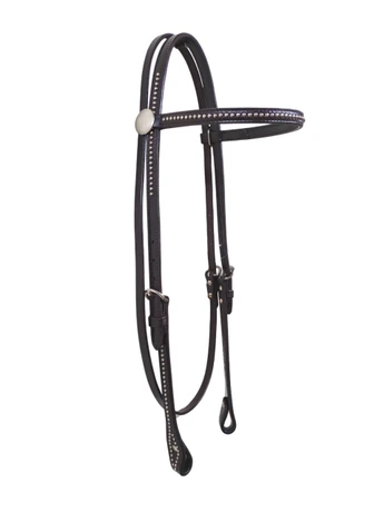 Billy Cook Leather Draft Size Headstall 5/8 Browband with Spots and Silver Conchos