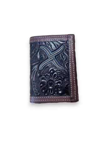 Twisted X Western Fashion Men's Trifold Leather Floral Wallet Design Floral Style Trifold