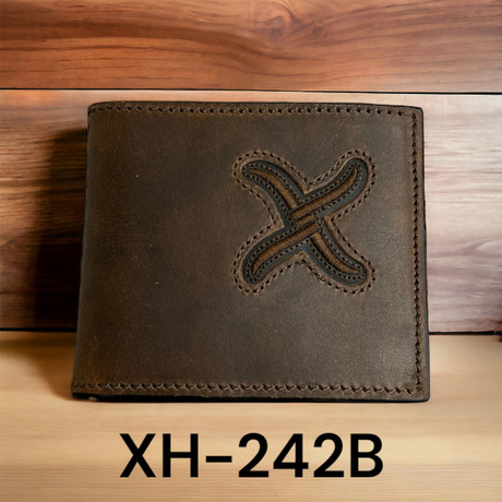 Twisted X B-Fold Wallet Brown, Small Design Bomber Leather Style Bifold