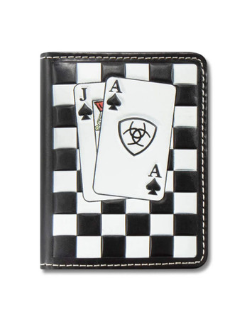 Ariat Bifold Flip Wallet Checkerboard Cards Black and White