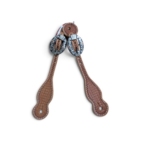HR Saddlery Tooled Leather Spur Straps with Fancy Buckle 7230-WL-B4-01