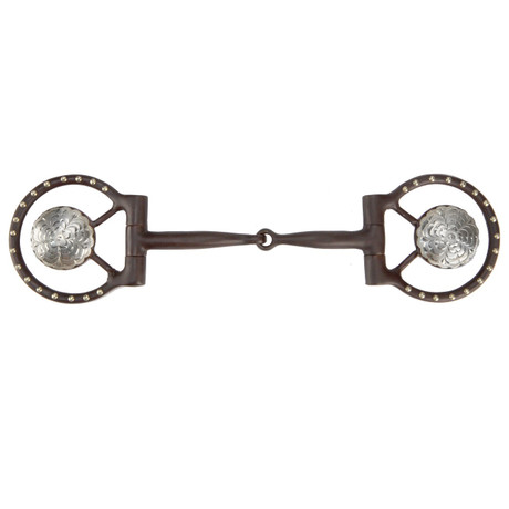 Toklat Brown Western Dee and Concho Snaffle, 5'' Mouthpiece