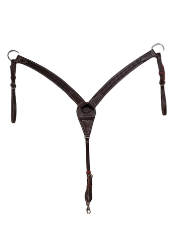 HR Saddlery 1 1/2" Barbed Wire Tooled Leather Breast Collar 6006-BW-03