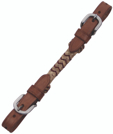 Buffalo Leather Curb Strap with Rawhide Accent Western Horse Tack Durable