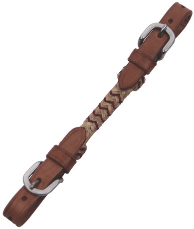 Buffalo Leather Curb Strap with Rawhide Accent Western Horse Tack Durable