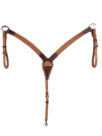 HR Saddlery 1 1/2" Tooled Leather Breast Collar w/ Silver Hardware 6006-RW-01