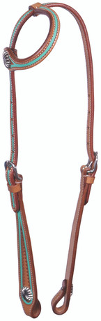 Buffalo Leather One Ear Headstall With Turquoise Accent Finish