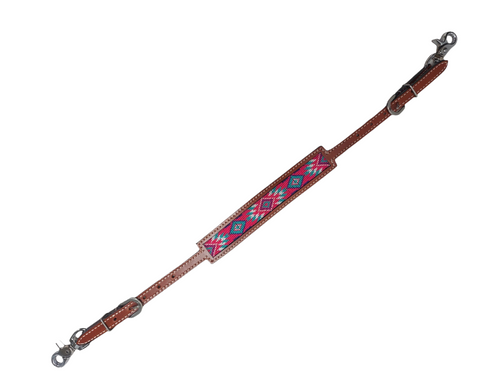 Showman Pink Navajo Design Beaded Wither Strap 