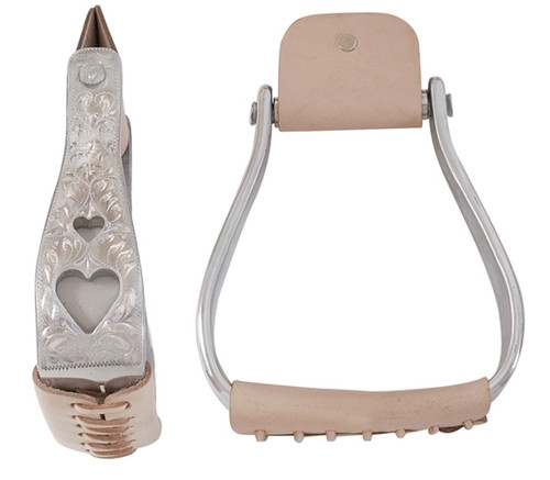 American Heritage Equine Aluminum Visalia Stirrups 2'', Heart Cut-Outs