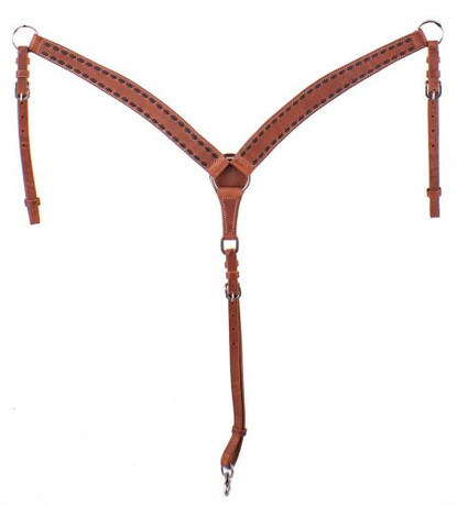 Showman Harness Leather Breast Collar Dark Brown Buckstitch