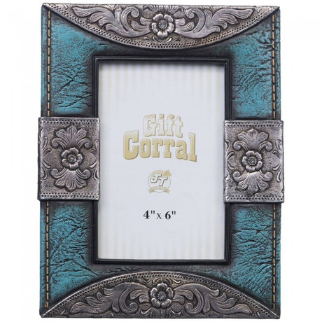 JTI Turquoise Leather and Silver Accents Frame JTI Turquoise Leather and Silver Accents Frame