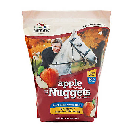 Manna Pro apple bite sized nuggets horse treats 4 lb resealable bag bulk treats