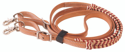 Buffalo Leather Laced Single Reins Natural Leather