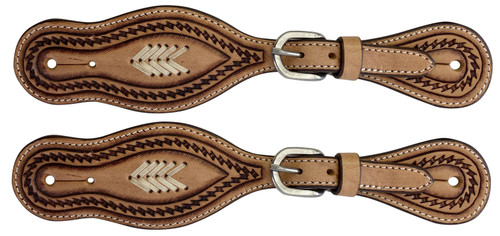Showman Men's Light Oil Spur Straps W/ Rawhide Accents