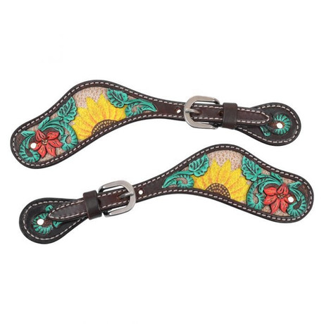 Circle Y Rising Sunflower Spur Straps  Circle Y Rising Sunflower Spur Straps