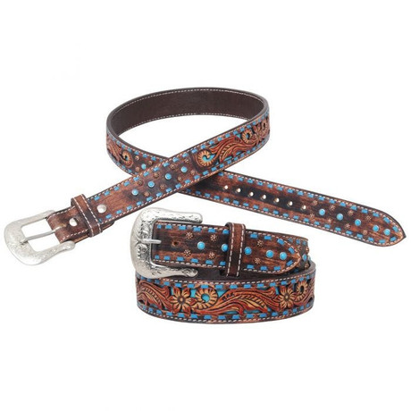 Circle Y Western Belt Bronco Blue Texas Design  Circle Y Western Belt Bronco Blue Texas Design