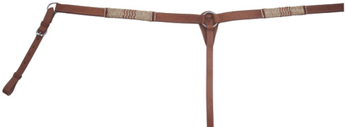 Buffalo Leather Light Oil Breast Collar Red Rawhide Accents Western Tack 5196LT