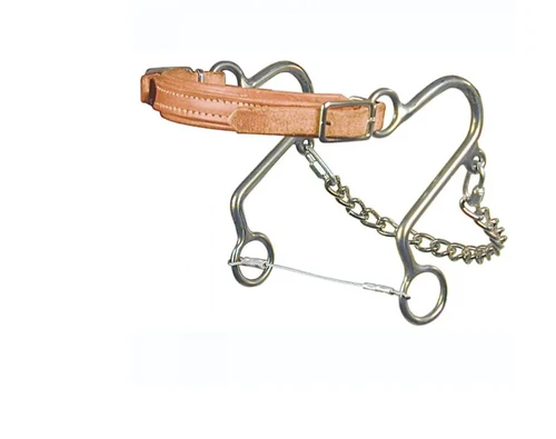 Reinsman Leather Noseband Little S Hackamore Stainless Steel Short Shank w/ Curb Chain 964L