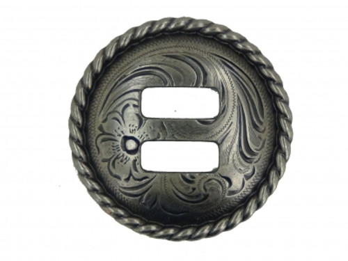 Trigg Leather Slotted Rope Edge Concho 1 1/2" Old Silver