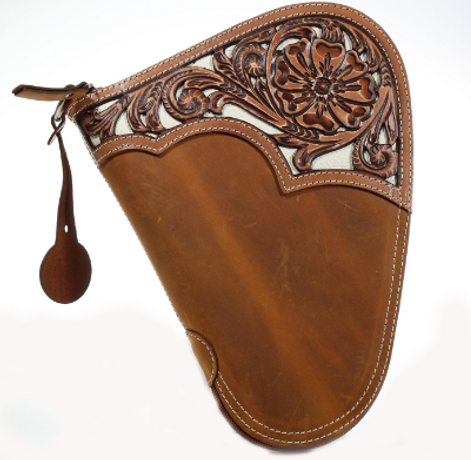 Nocona Tooled Gun Case Medium Brown and White Underlay