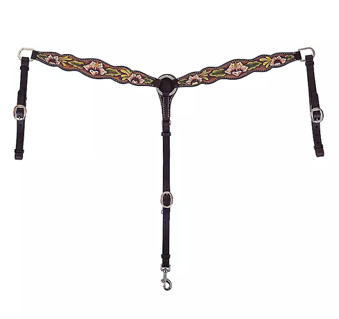 Circle Y Texas Grace Tooling Breast Collar Western Horse Tack Premium Leather 1014-10-SC