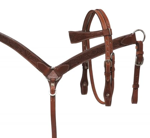 Showman Pony Floral Tooling Headstall & Breast Collar Western Horse Tack Set 13612
