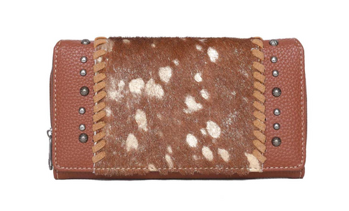 Montana West Trinity Ranch Calf Hair with Golf Splatter Wallet 
