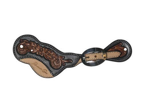 Professional's Choice Black Floral Tooling Spur Straps