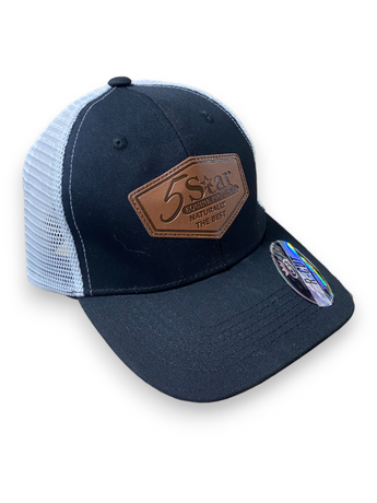 5 Star Ladies Black Cap with Leather Patch Logo