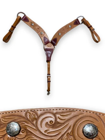 HR Saddlery Breast Collar Swirl Tooling w/ Floral Conchos 6041-SW-CO-01-FL