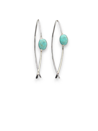 Blazin' Roxx Silver Thread Turquoise Stone Earrings