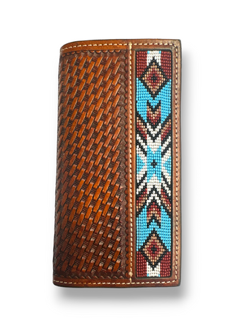 Twisted X Basket Weave Beaded Wallet