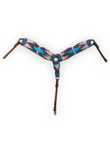 Plaque De Poitrine (selle Complète) En Mohair – Noir Et Aqua – Modèle Western – Chevals International
