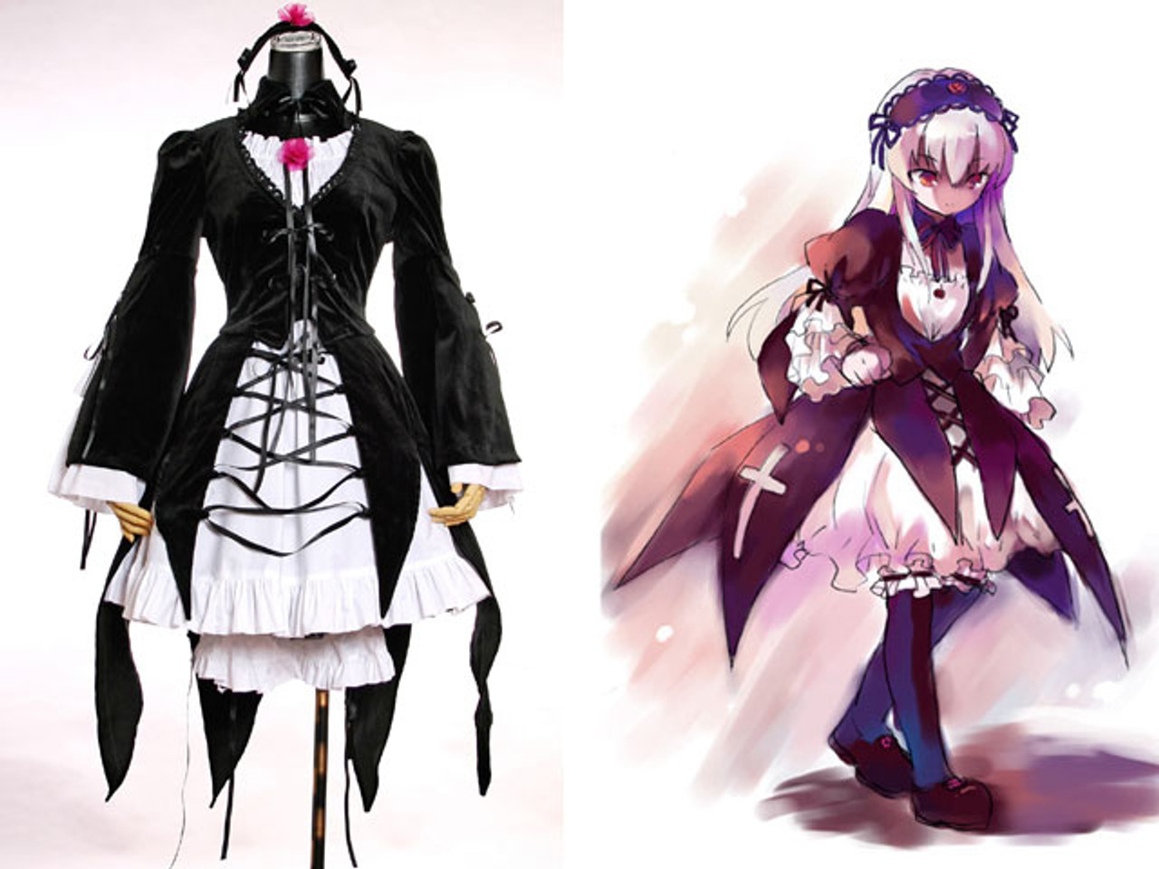 Rozen Maiden Cosplay Suigintou Costume 6pcs Outfit Rozen Maiden Cosplay Suigintou Costume 6pcs Outfit