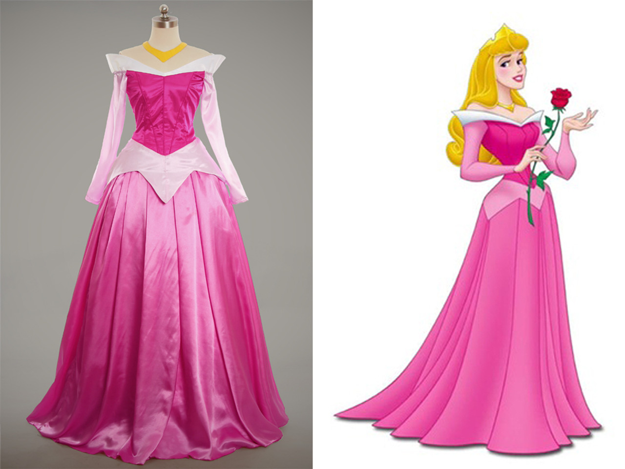  Fun Costumes Women's Disney Sleeping Beauty Dress, Princess  Aurora Pink Gown