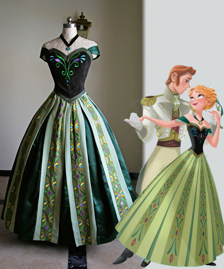 Frozen Disney Movie Cosplay Anna S Coronation Costume Outfit