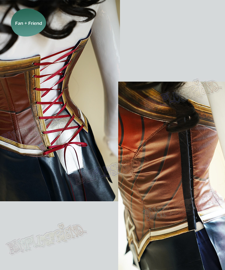 Wonder Woman Cosplay, Adult Women Leather Armor Corset Skirt Costume Set