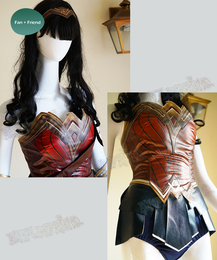 Wonder Woman Cosplay, Adult Women Leather Armor Corset Skirt Costume Set