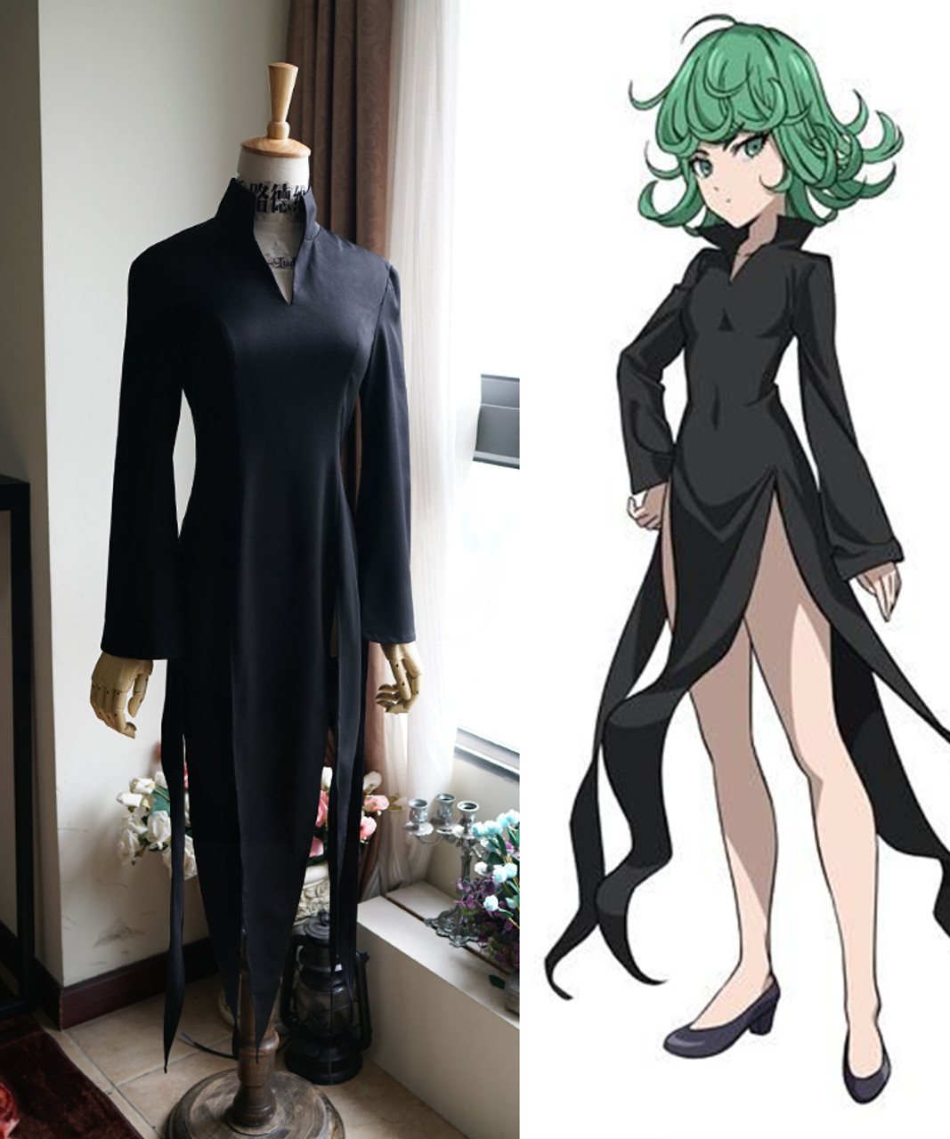 One Punch Man Cosplay Terrible Tornado Black Dress Costume