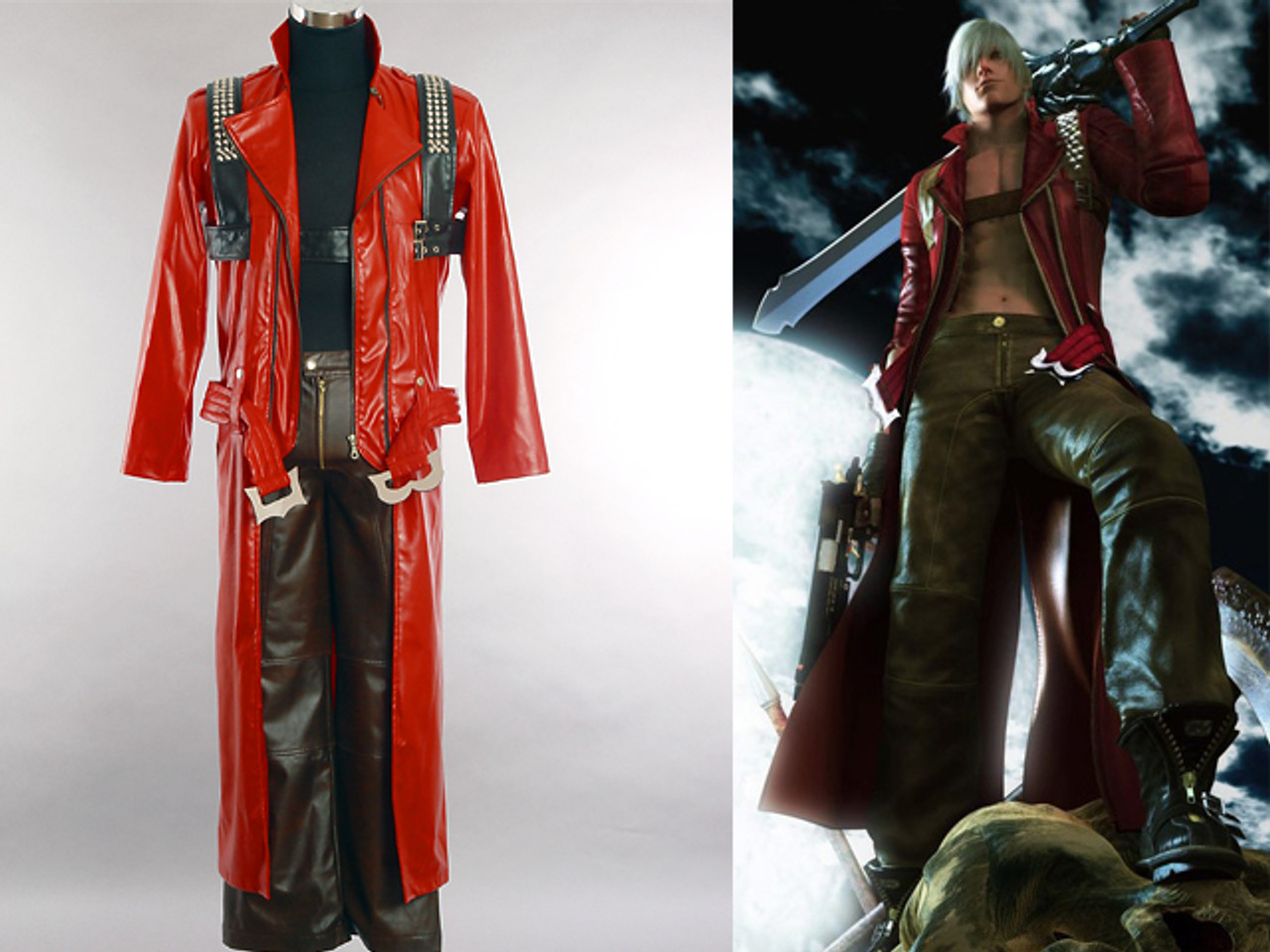 Devil May Cry Cosplay, Dante PU Leather Costume Set