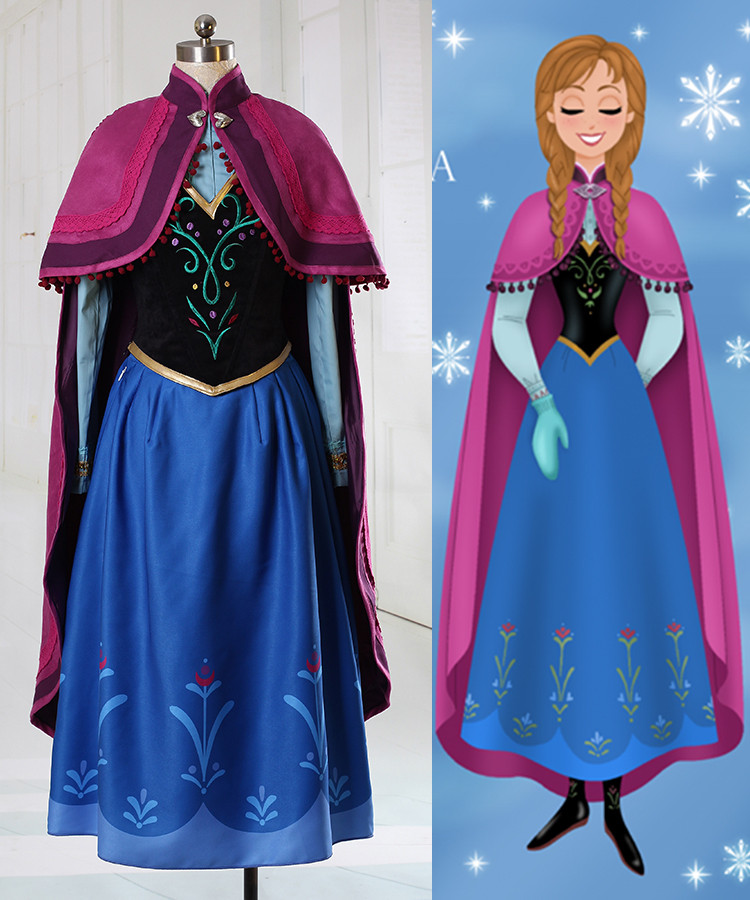 Disney Frozen Movie Cosplay Anna Costume Outfit