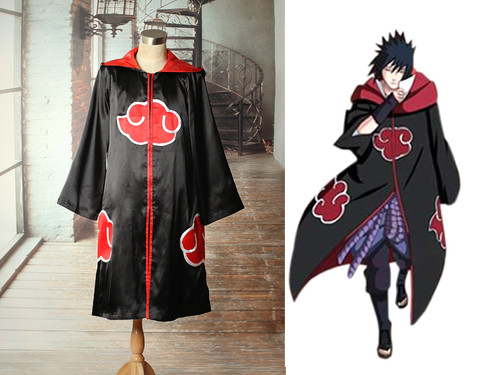 Naruto Cosplay Akatsuki Costume Hooded Cloak