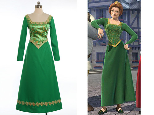 Disney Shrek Cosplay, Princess Fiona Costume Renaissance Wedding Dress