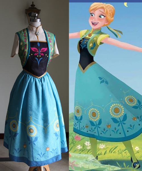 Disney Frozen Fever Cosplay, Anna Costume Set