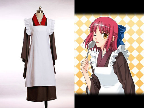 TYPE-MOON Hsukihime Cosplay, Kohaku Kimono Maid Outfit